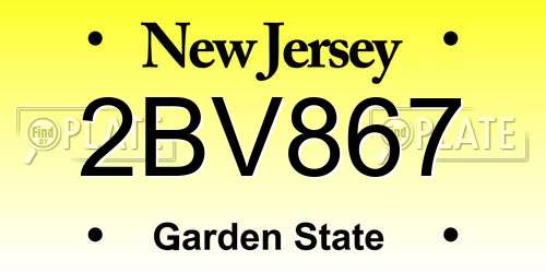 2BV867 New Jersey License Plate