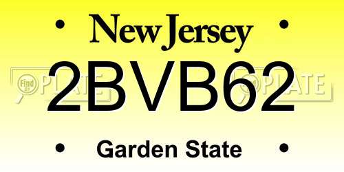 2BVB62 New Jersey License Plate