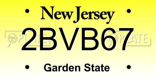 2BVB67 New Jersey License Plate