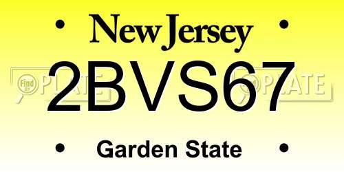 2BVS67 New Jersey License Plate