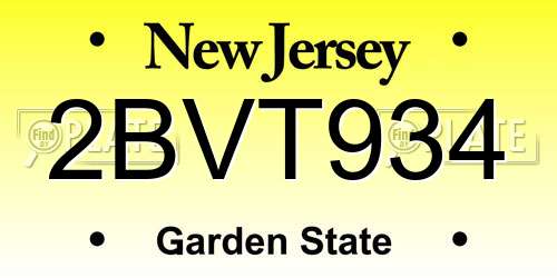2BVT934 New Jersey License Plate