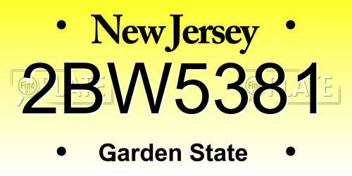2BW5381 New Jersey License Plate
