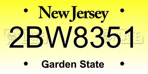 2BW8351 New Jersey License Plate