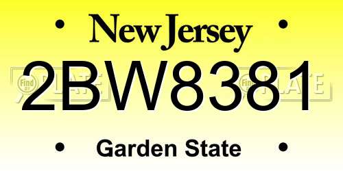 2BW8381 New Jersey License Plate