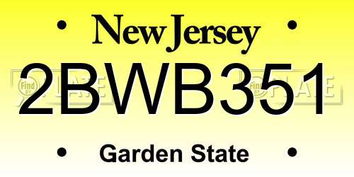 2BWB351 New Jersey License Plate