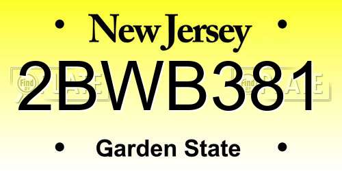 2BWB381 New Jersey License Plate