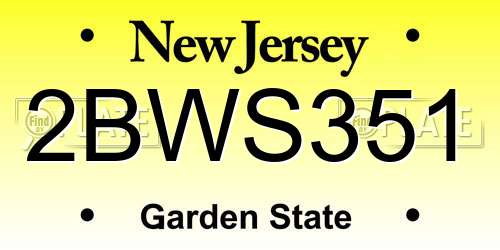2BWS351 New Jersey License Plate