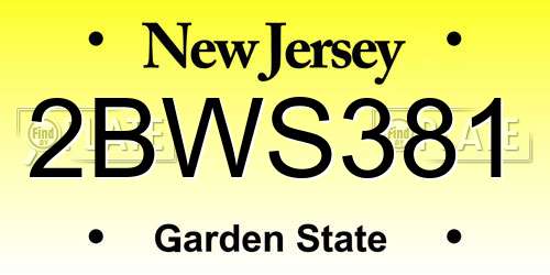 2BWS381 New Jersey License Plate