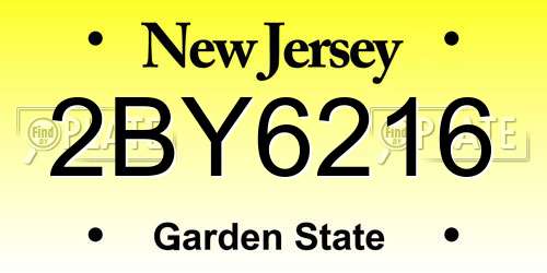2BY6216 New Jersey License Plate