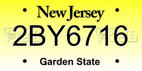 2BY6716 New Jersey License Plate