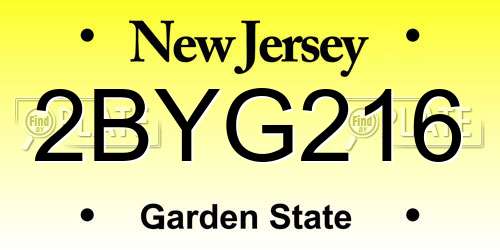 2BYG216 New Jersey License Plate