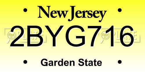 2BYG716 New Jersey License Plate