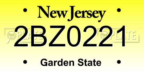 2BZ0221 New Jersey License Plate