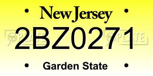 2BZ0271 New Jersey License Plate