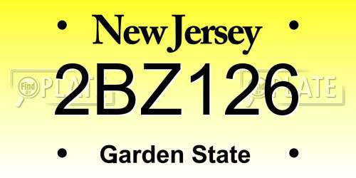 2BZ126 New Jersey License Plate