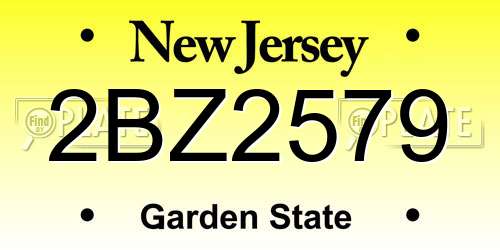 2BZ2579 New Jersey License Plate