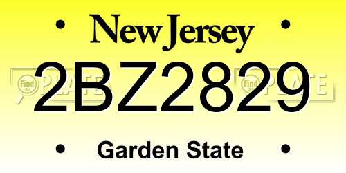 2BZ2829 New Jersey License Plate