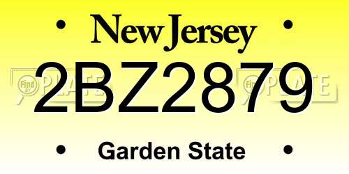 2BZ2879 New Jersey License Plate