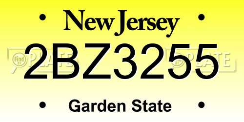 2BZ3255 New Jersey License Plate