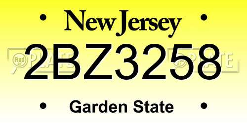 2BZ3258 New Jersey License Plate