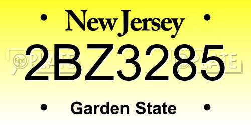 2BZ3285 New Jersey License Plate