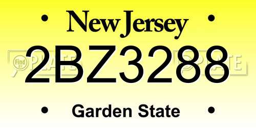 2BZ3288 New Jersey License Plate