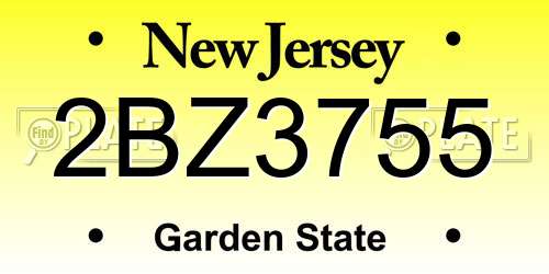 2BZ3755 New Jersey License Plate