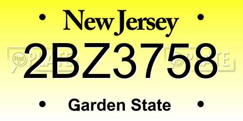 2BZ3758 New Jersey License Plate