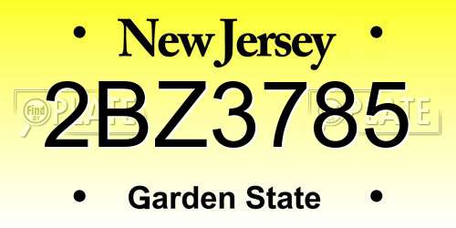 2BZ3785 New Jersey License Plate