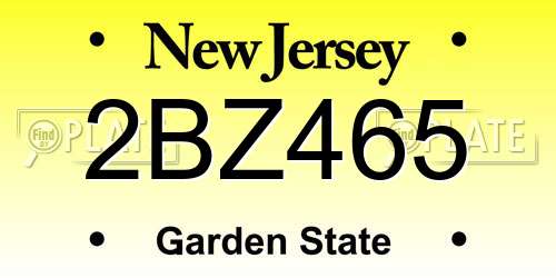 2BZ465 New Jersey License Plate