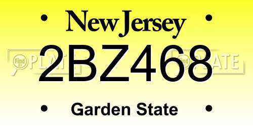 2BZ468 New Jersey License Plate