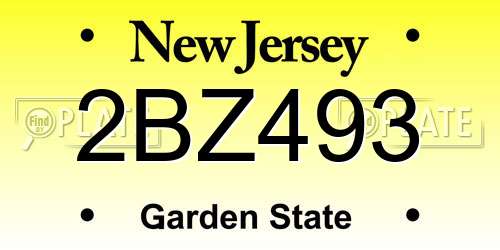 2BZ493 New Jersey License Plate