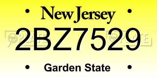 2BZ7529 New Jersey License Plate
