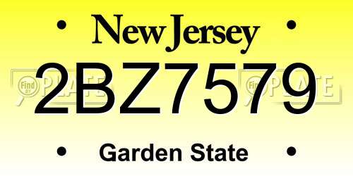 2BZ7579 New Jersey License Plate