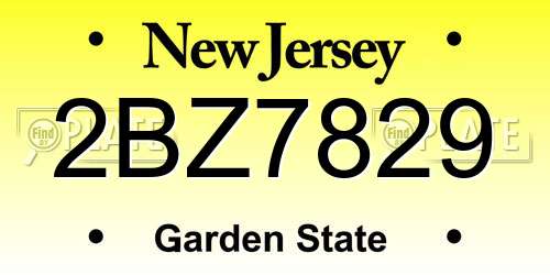 2BZ7829 New Jersey License Plate