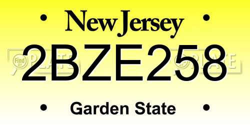 2BZE258 New Jersey License Plate