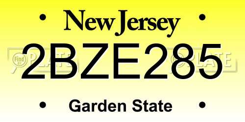 2BZE285 New Jersey License Plate