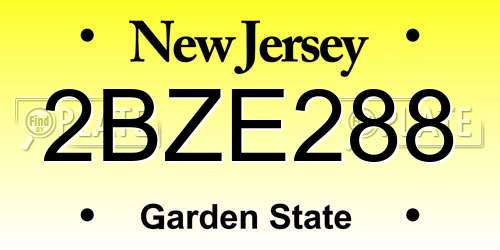 2BZE288 New Jersey License Plate