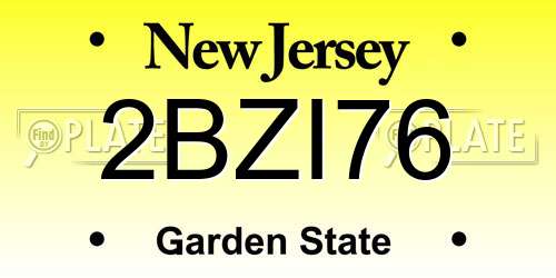 2BZI76 New Jersey License Plate