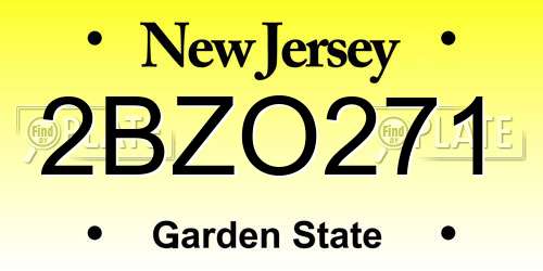 2BZO271 New Jersey License Plate