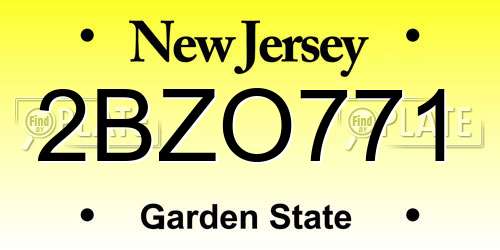2BZO771 New Jersey License Plate