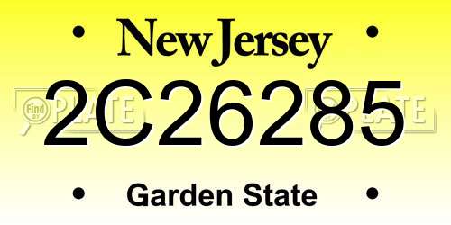 2C26285 New Jersey License Plate