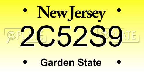 2C52S9 New Jersey License Plate