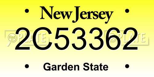 2C53362 New Jersey License Plate