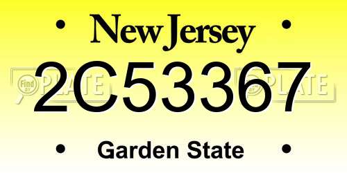 2C53367 New Jersey License Plate