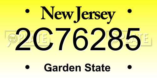 2C76285 New Jersey License Plate