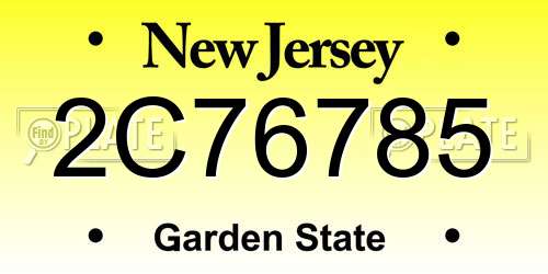 2C76785 New Jersey License Plate