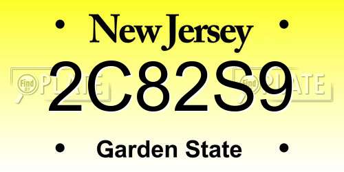 2C82S9 New Jersey License Plate