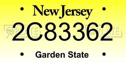 2C83362 New Jersey License Plate