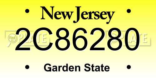 2C86280 New Jersey License Plate